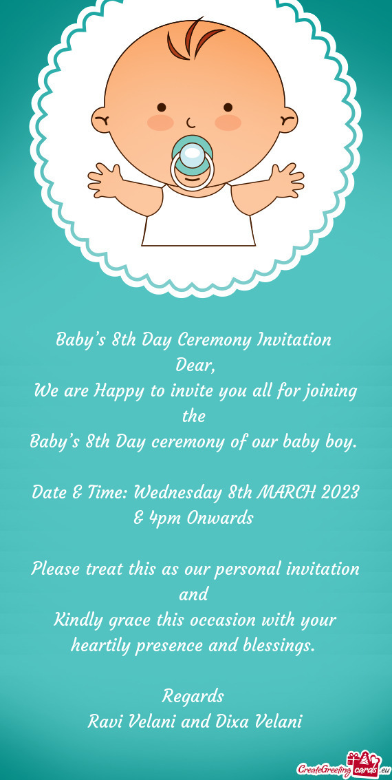 Baby’s 8th Day Ceremony Invitation 