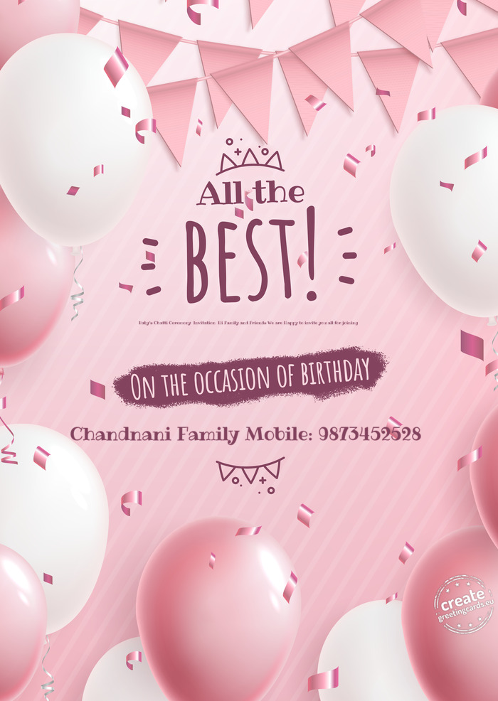 Baby’s Chatti Ceremony Invitation Hi Family and Friends We are Happy to invite you all for joini