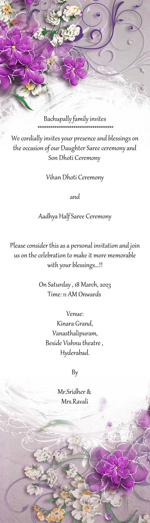 Bachupally family invites