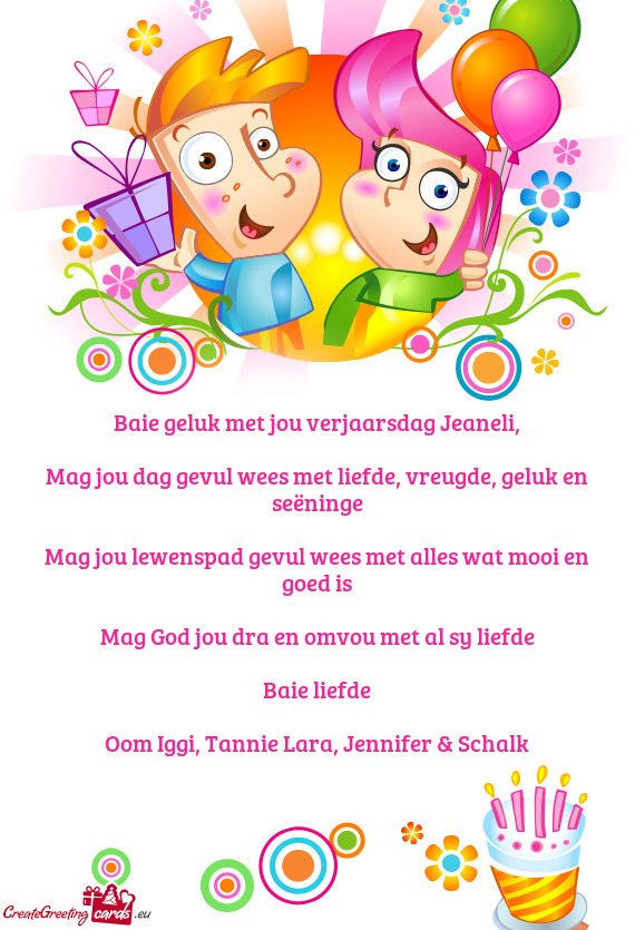 Baie geluk met jou verjaarsdag Jeaneli