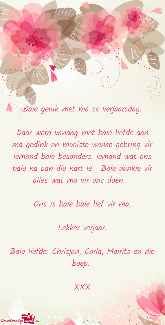 Baie liefde: Chrisjan, Carla, Moirits en die boep