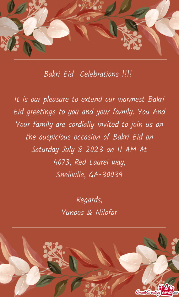 Bakri Eid Celebrations