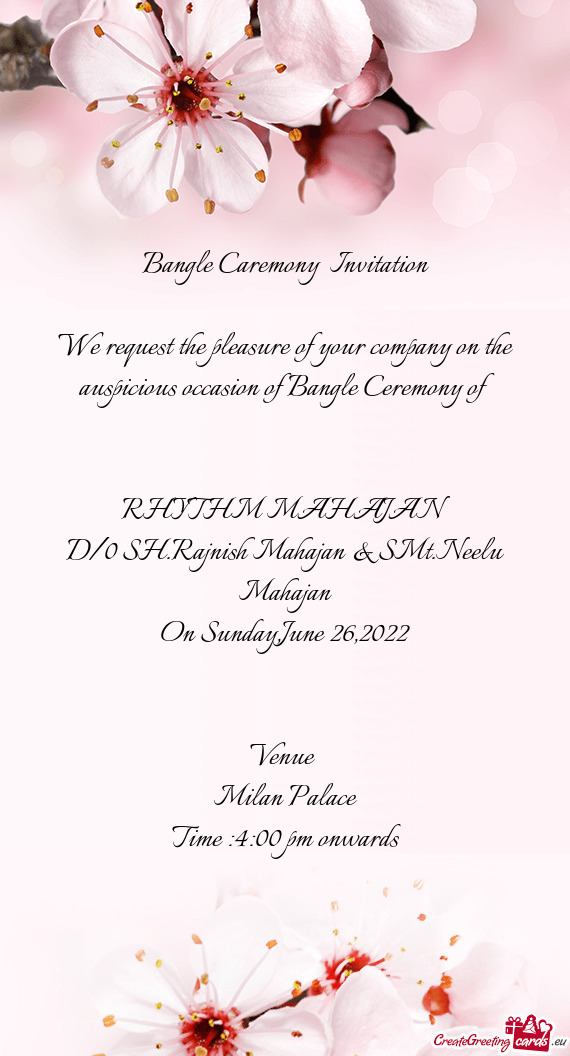 Bangle Caremony Invitation