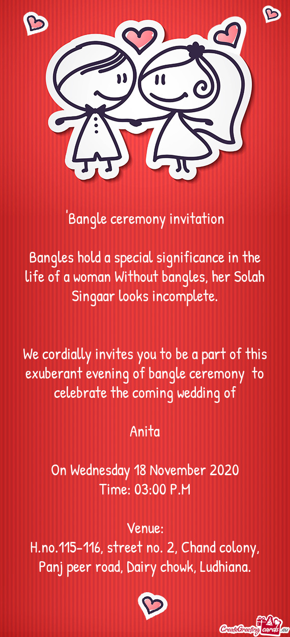"Bangle ceremony invitation