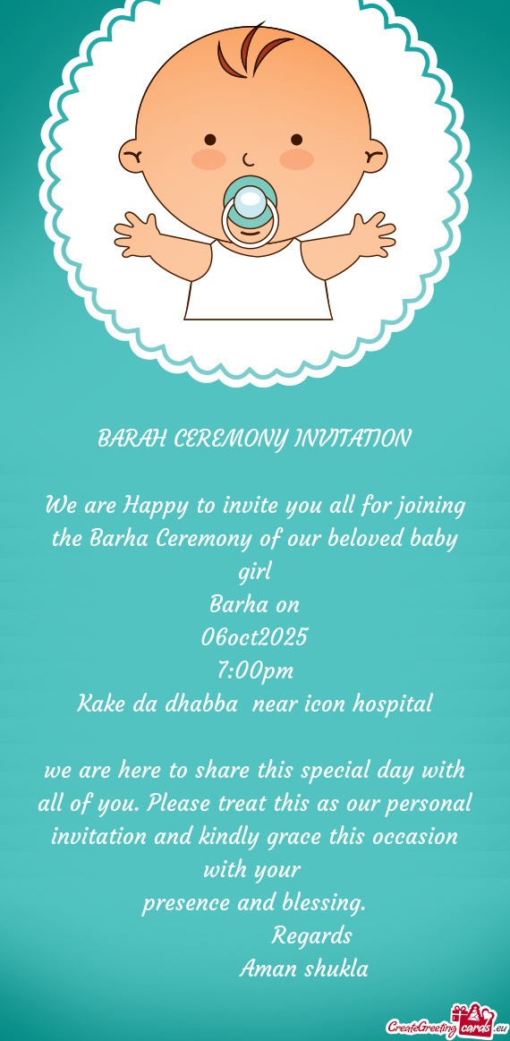 BARAH CEREMONY INVITATION