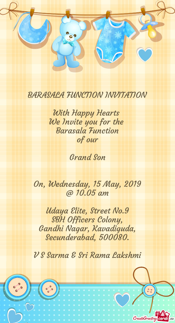 BARASALA FUNCTION INVITATION