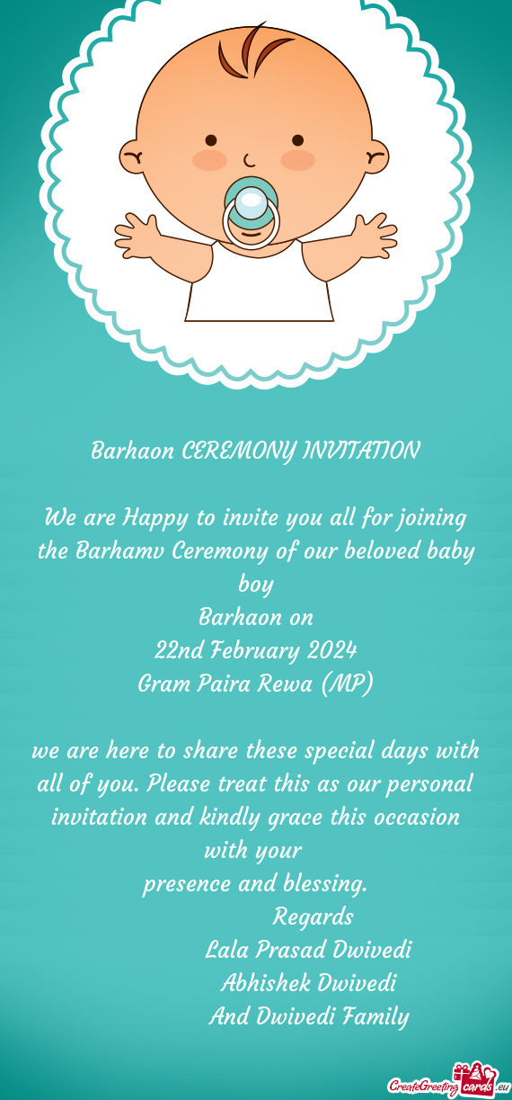 Barhaon CEREMONY INVITATION