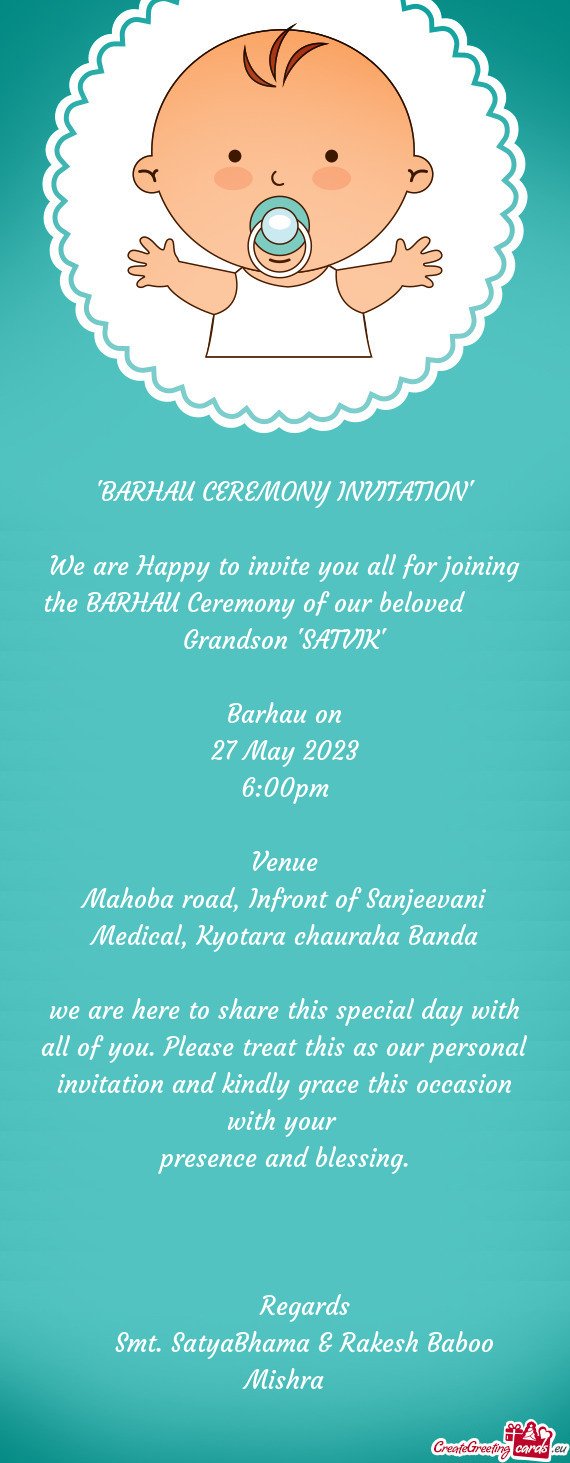 "BARHAU CEREMONY INVITATION"