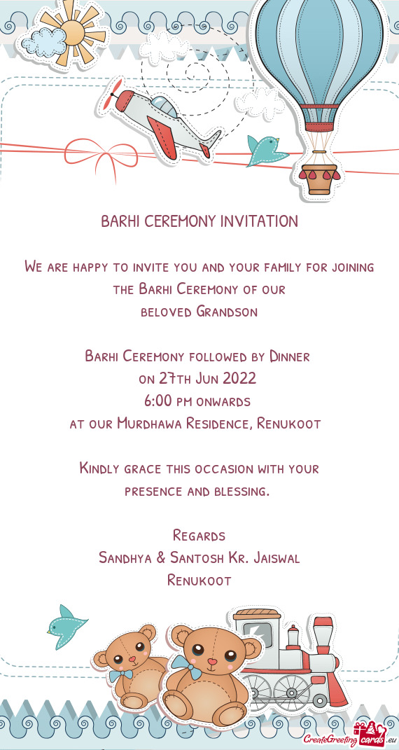Barhi Ceremony followed by Dinner