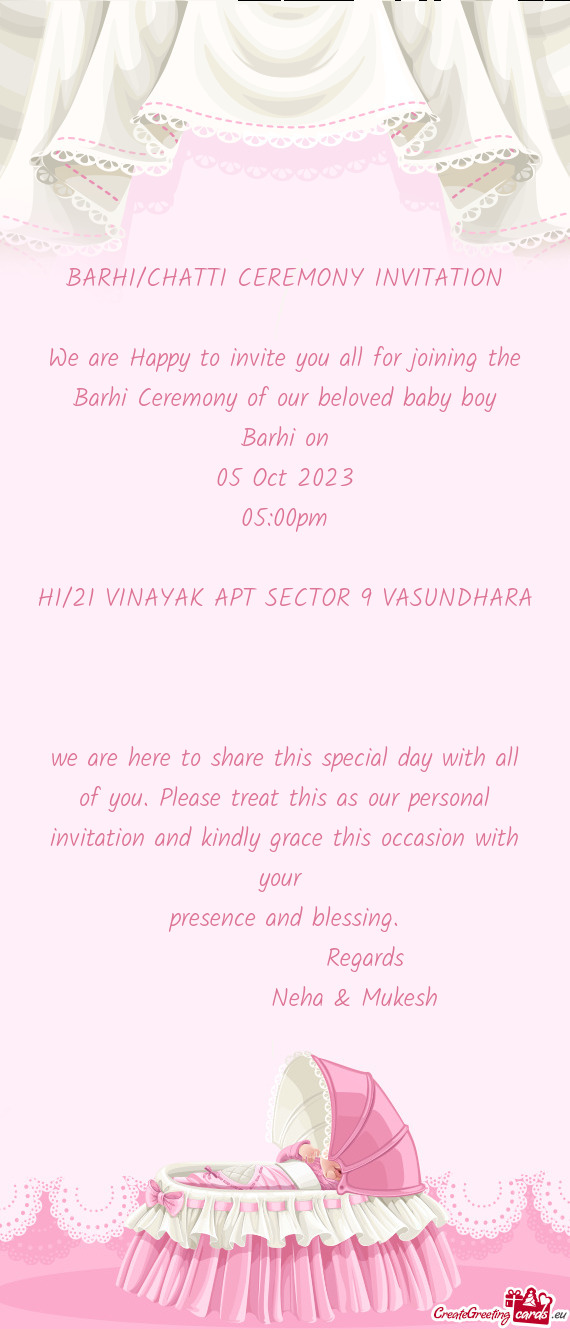 BARHI/CHATTI CEREMONY INVITATION
