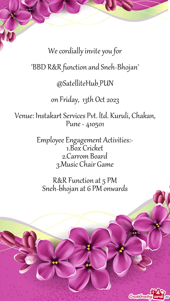 "BBD R&R function and Sneh-Bhojan"