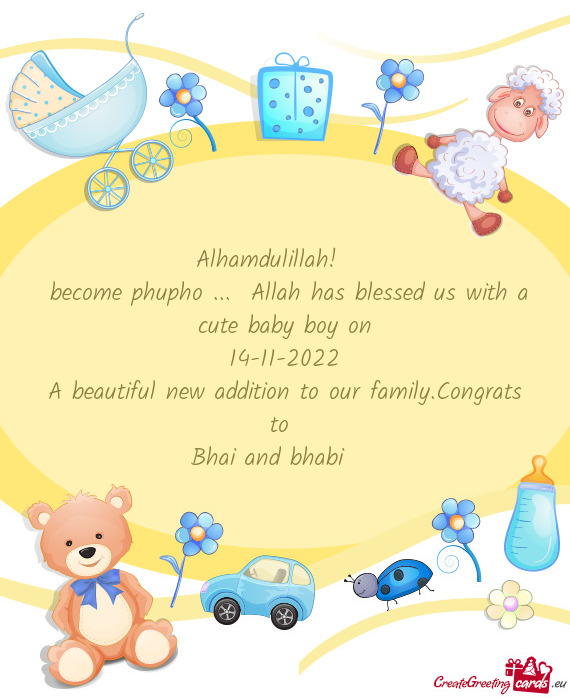 Become phupho ... Allah has blessed us with a cute baby boy on