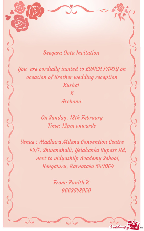 Beegara Oota Invitation