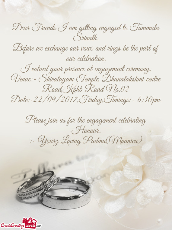 Before we exchange our vows and rings be the part of our celebration