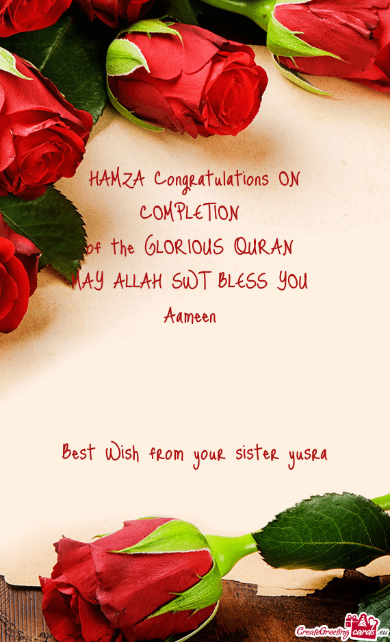 Best Wish from your sister yusra