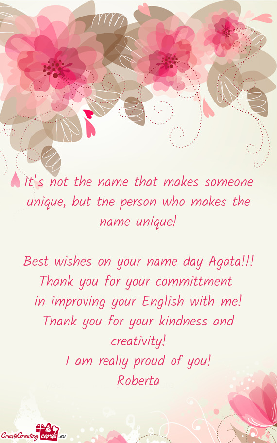 Best wishes on your name day Agata