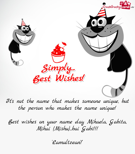 Best wishes on your name day Mihaela, Gabita, Mihai (Mishu)...bai Gabi