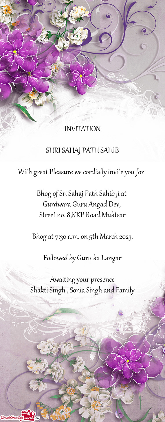 Bhog of Sri Sahaj Path Sahib ji at