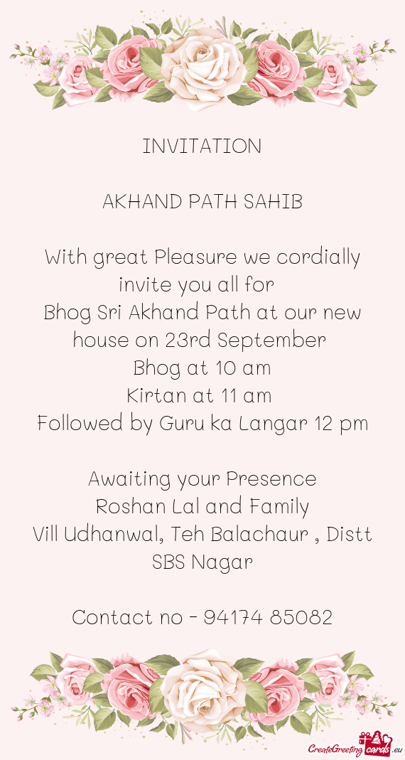 Bhog Sri Akhand Path at our new house on 23rd September