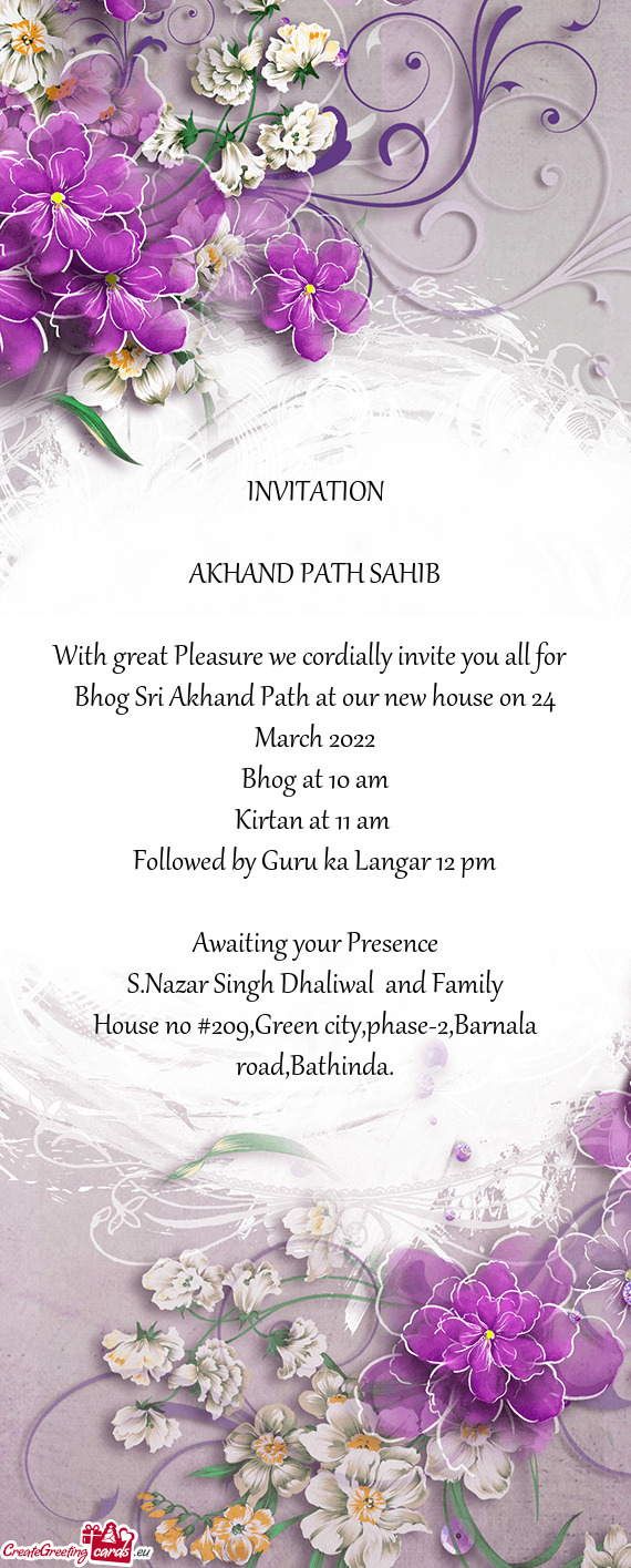 Bhog Sri Akhand Path at our new house on 24 March 2022