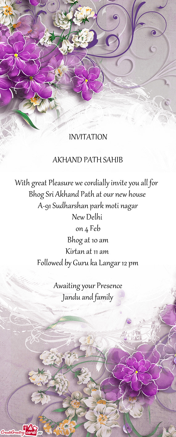 Bhog Sri Akhand Path at our new house