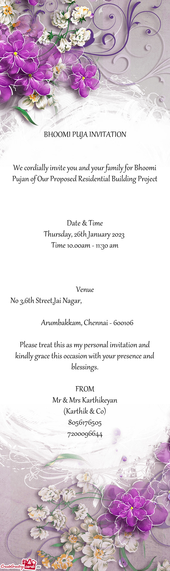 BHOOMI PUJA INVITATION