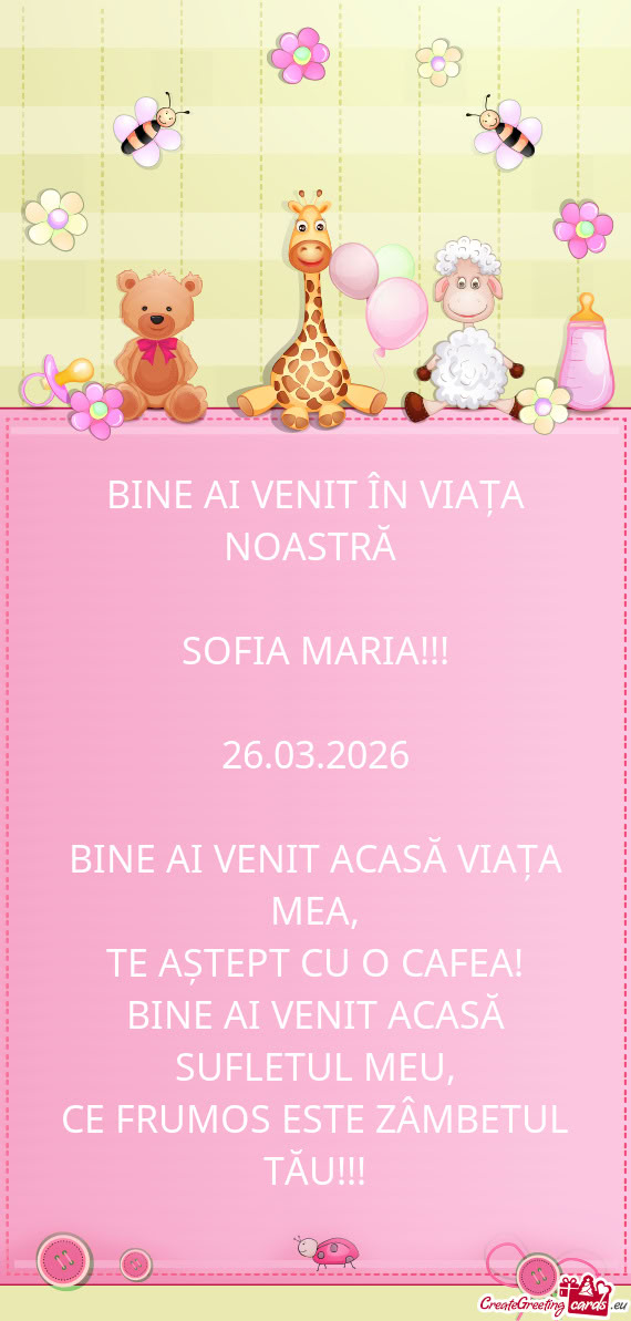 BINE AI VENIT ÎN VIAȚA NOASTRĂ