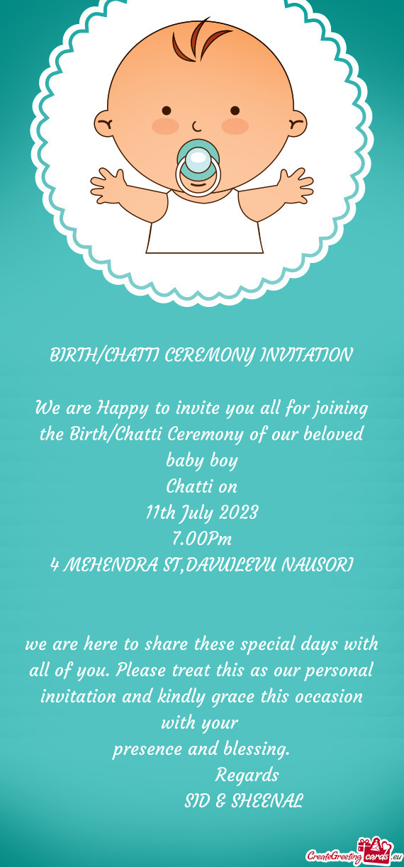 BIRTH/CHATTI CEREMONY INVITATION