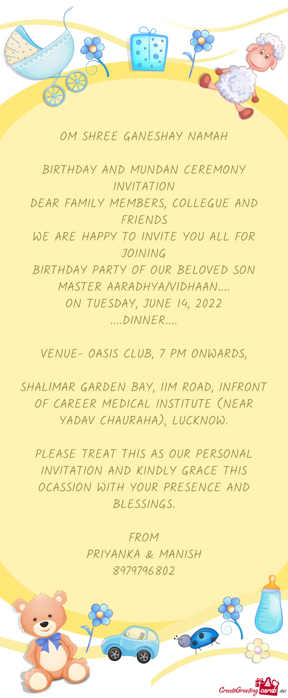 BIRTHDAY AND MUNDAN CEREMONY INVITATION