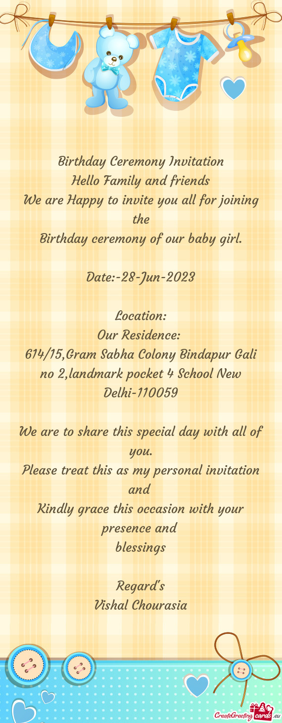 Birthday ceremony of our baby girl