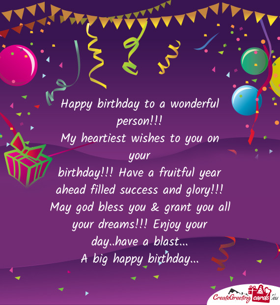 Birthday!!! Have a fruitful year ahead filled success and glory - Free ...
