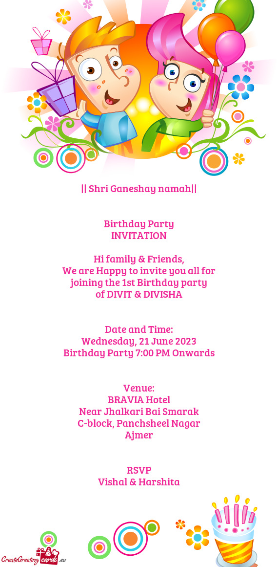 Birthday Party 7:00 PM Onwards