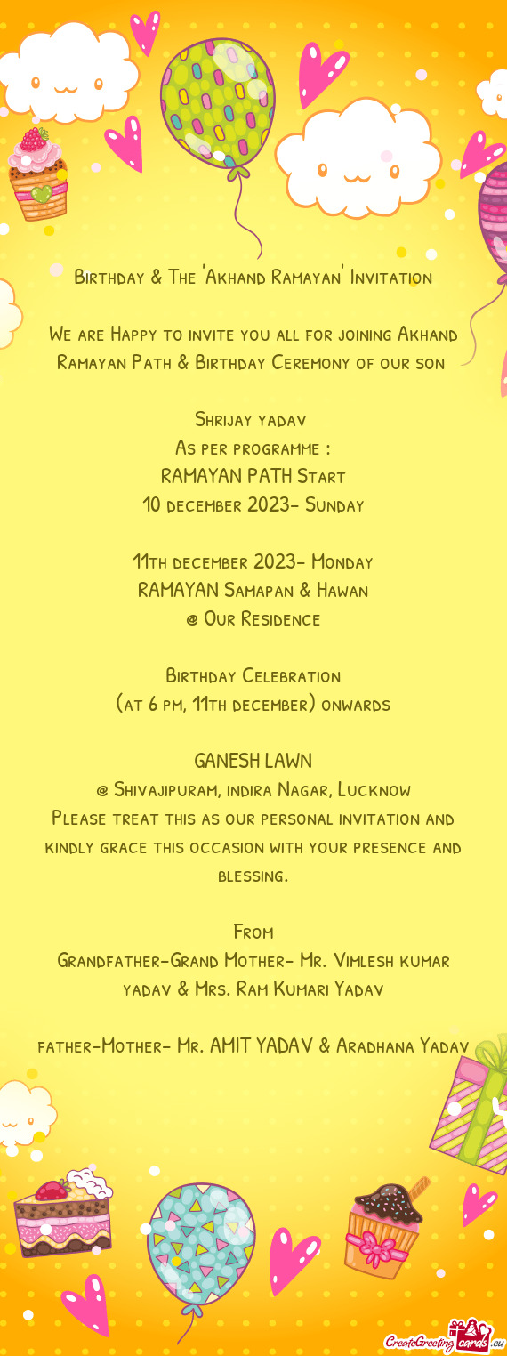Birthday & The "Akhand Ramayan" Invitation