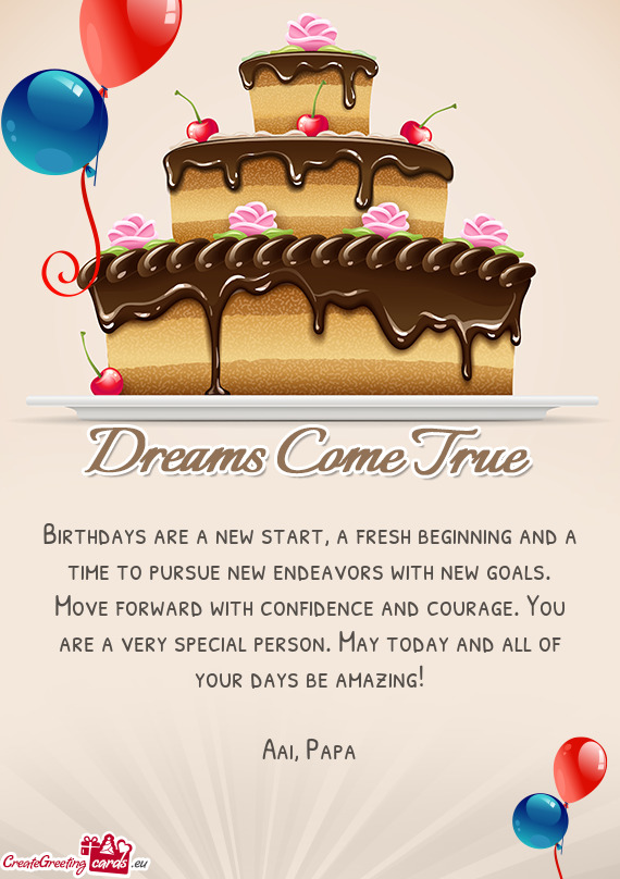 Birthdays are a new start, a fresh beginning and a time to pursue new endeavors with new goals. Move