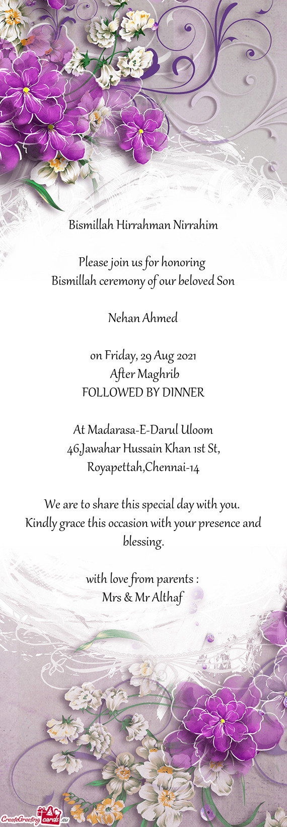 Bismillah ceremony of our beloved Son