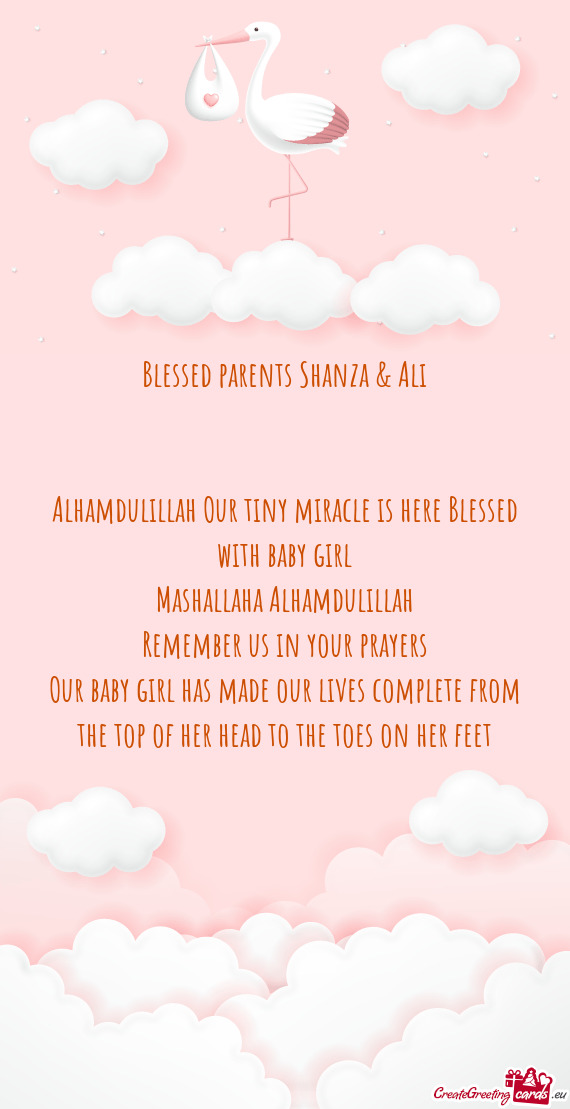 Blessed parents Shanza & Ali