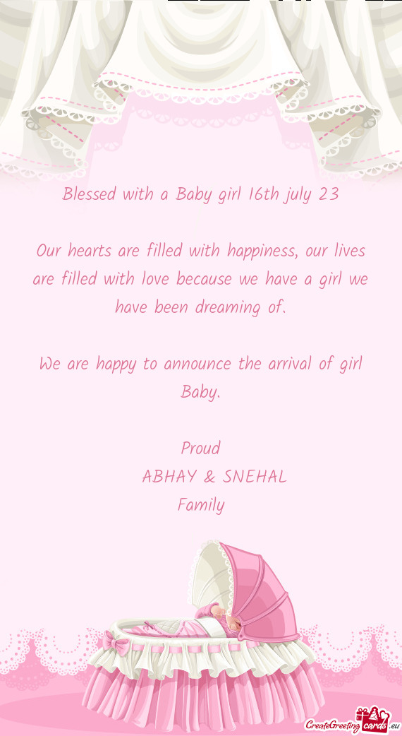 Blessed with a Baby girl 16th july 23