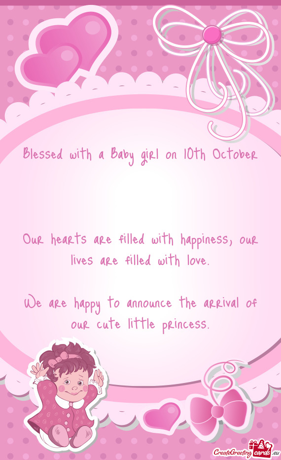 Blessed with a Baby girl on 10th October
