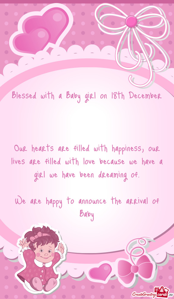 Blessed with a Baby girl on 18th December