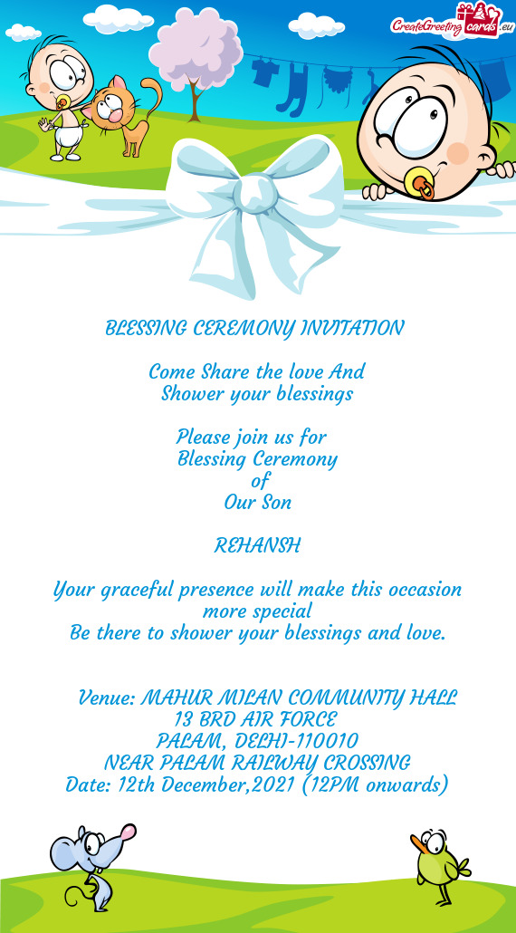 BLESSING CEREMONY INVITATION