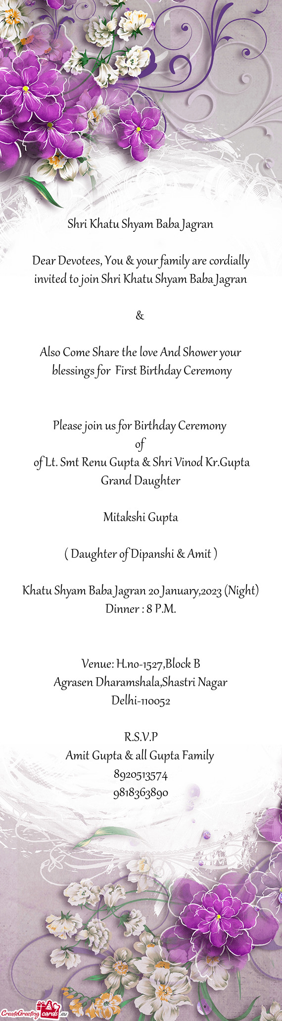 Blessings for First Birthday Ceremony