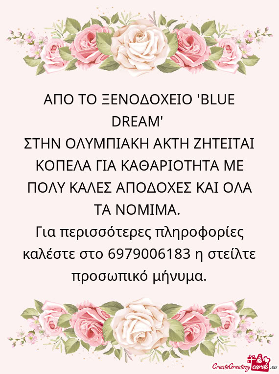 ΑΠΟ ΤΟ ΞΕΝΟΔΟΧΕΙΟ "BLUE DREAM"