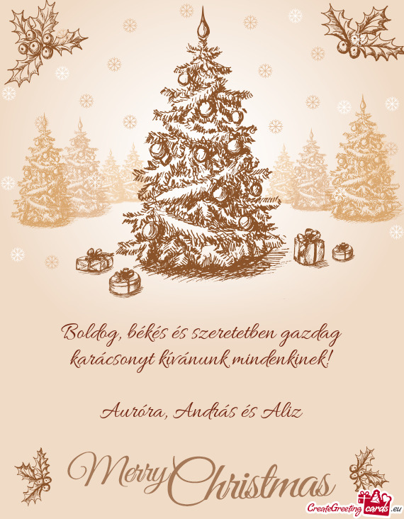 Boldog, békés és szeretetben gazdag karácsonyt kívánunk mindenkinek