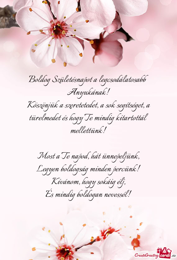 Boldog Születésnapot a legcsodálatosabb Anyukának