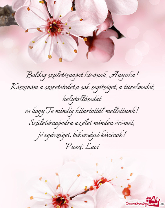 Boldog születésnapot kívánok, Anyuka