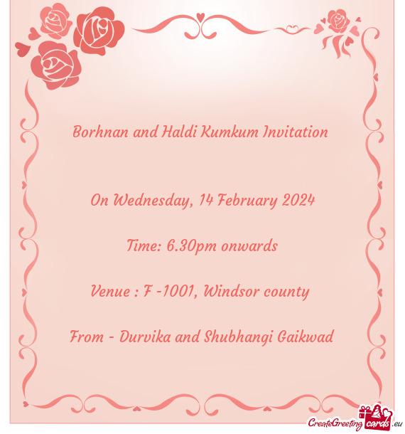 Borhnan and Haldi Kumkum Invitation