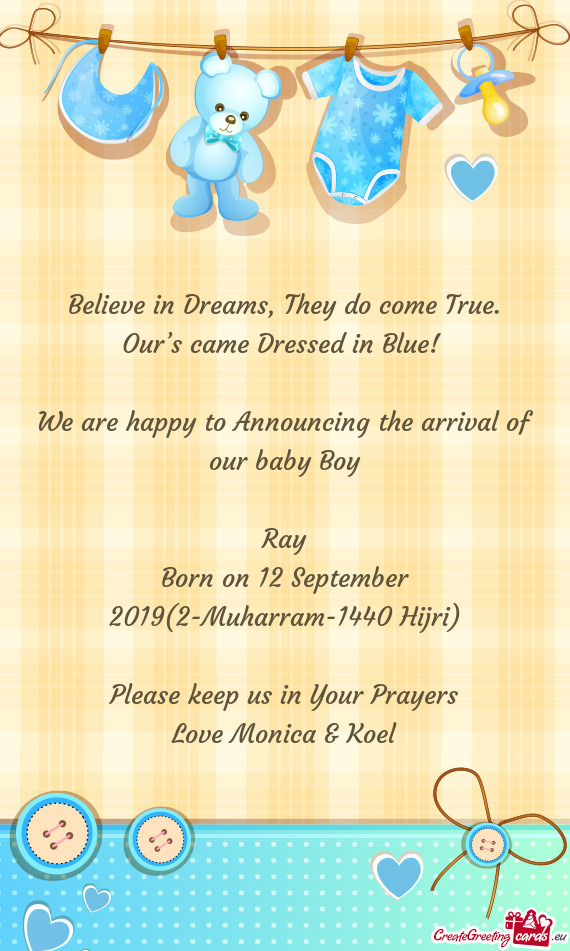 Born on 12 September 2019(2-Muharram-1440 Hijri)