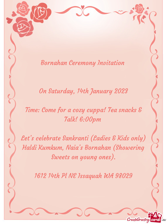 Bornahan Ceremony Invitation
