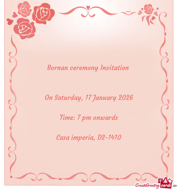Bornan ceremony Invitation