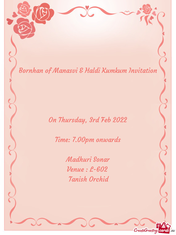 Bornhan of Manasvi & Haldi Kumkum Invitation